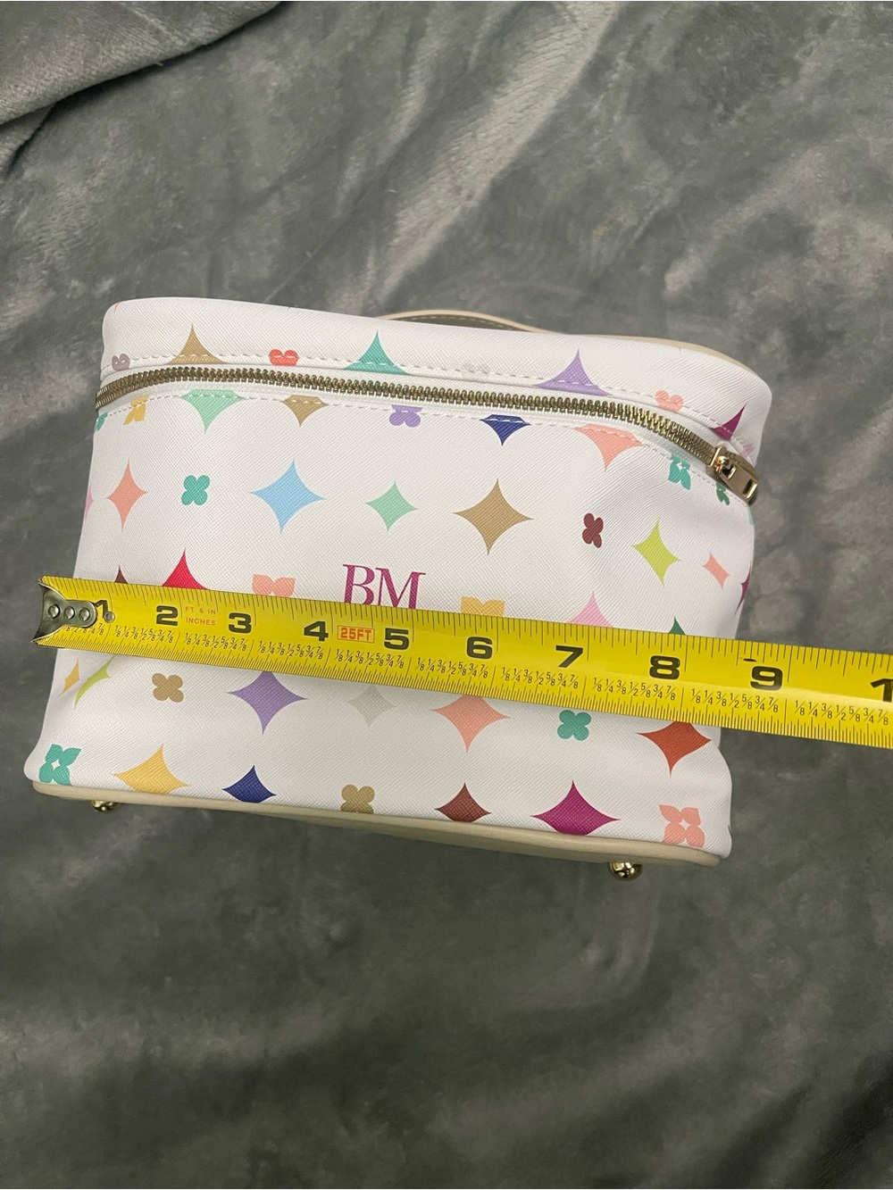 Personalized Multicolor Pattern Cosmetic Bag - White
